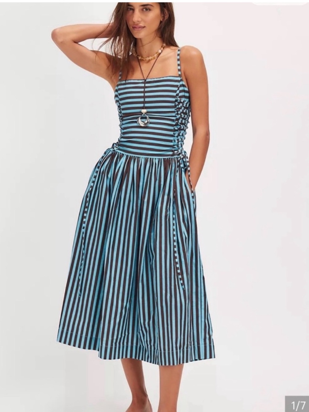 Damson Madder Angelina striped midi dress - Picture 2 of 10